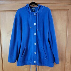 Lauren Jeans Co Full Zip Royal Blue Hooded Cotton Jacket Toggle Fasteners - 3X